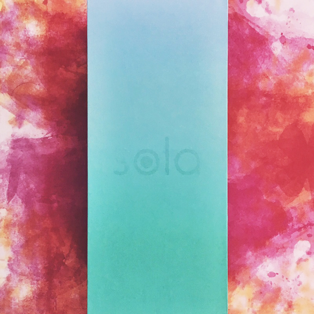 above view of blue Sola branded box
